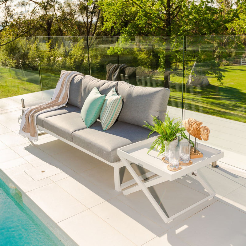 Modular Denver outdoor furniture set in Charcoal or White, can be a one-seater, three-seater sofa, or outdoor lounge