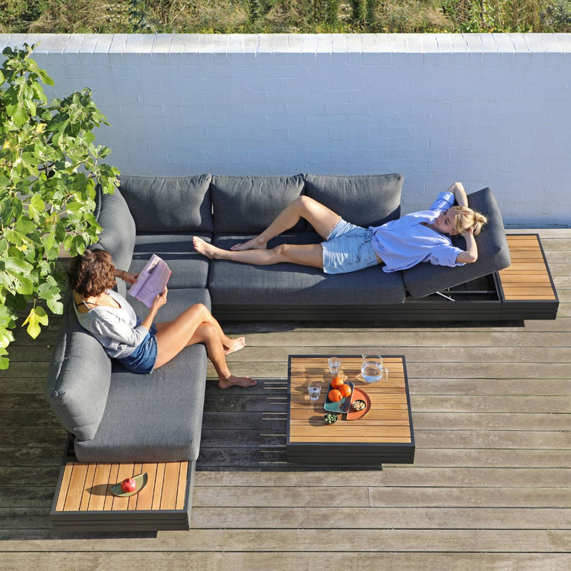 6-seater Sofa Hannover outdoor lounge set in charcoal/white, colorfast fabric, outdoor furniture