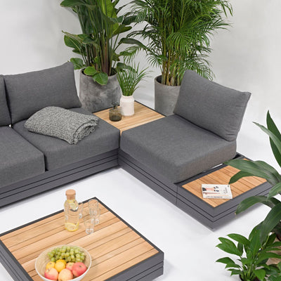 Hannover 6 Seater Outdoor Aluminium Modular Lounge With Coffee Table