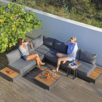 6-seater Sofa Hannover outdoor lounge set in charcoal/white, colorfast fabric, outdoor furniture