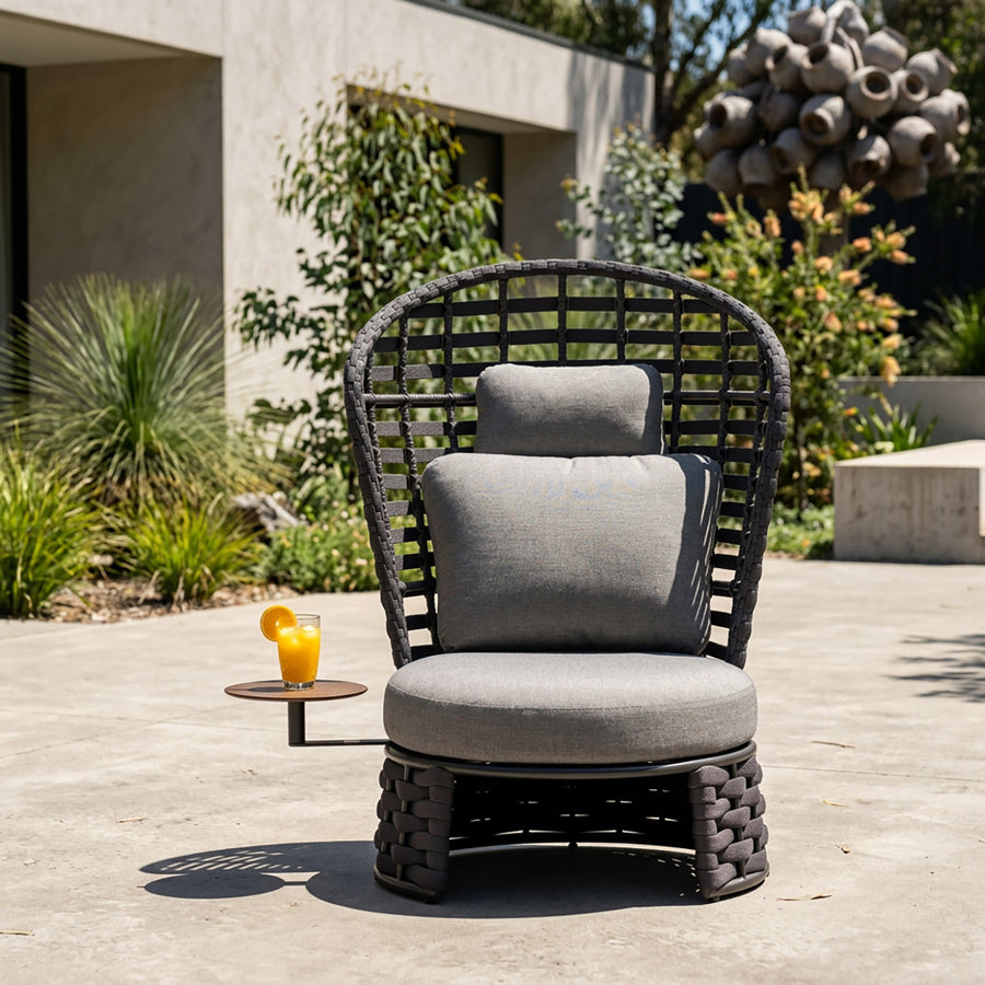 Lawson Rope Outdoor High-Back Leisure Chair with Round Side Table 30 cm