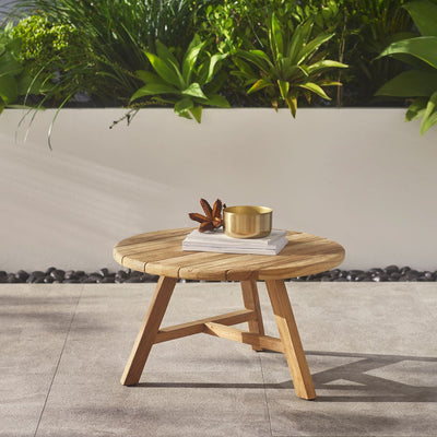Leduc Outdoor Recycled Teak Round Coffee Table 65 cm
