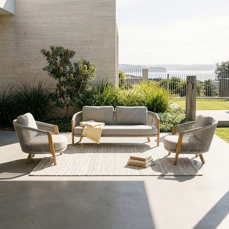 Milano 4 Seater Outdoor Teak and Rope Lounge
