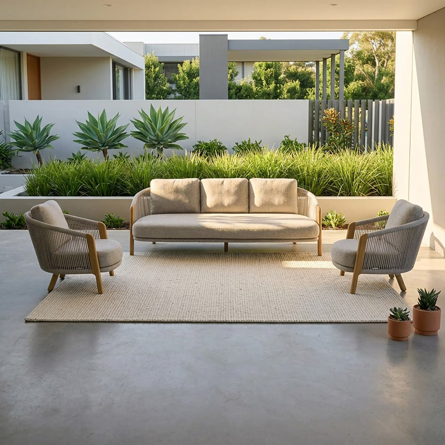 Milano 5 Seater Outdoor Teak and Rope Lounge