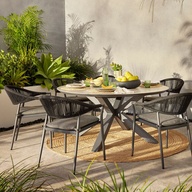 Trivento II Ceramic Outdoor Round Dining Table 148 cm