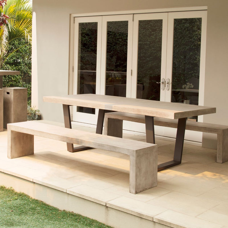 Zen Outdoor Concrete Dining Table With Stainless Steel Trapezoid Leg ...