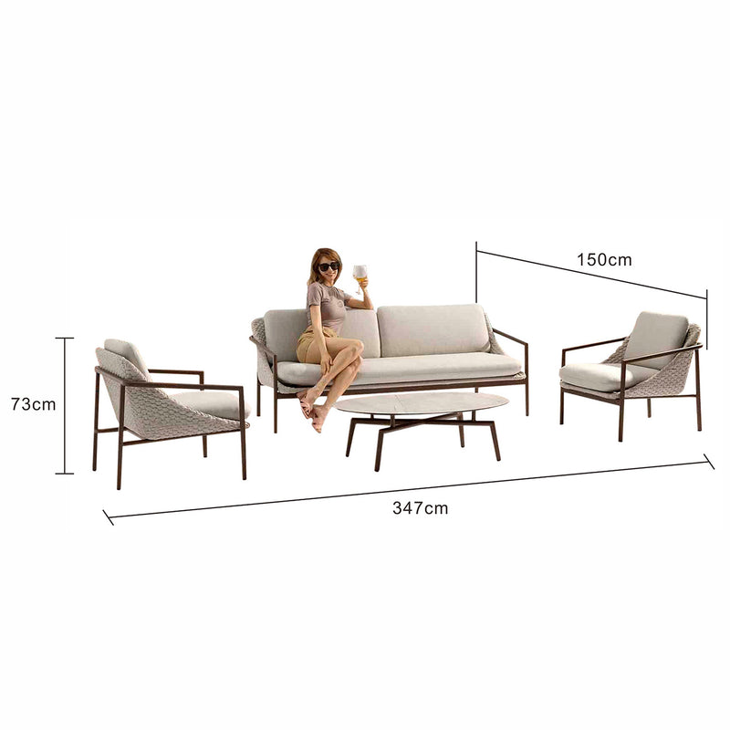Adeline Rope Outdoor 5 Seater Lounge Setting with Coffee Table 114 cm