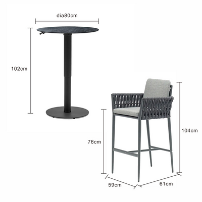 Adeline 80 cm Table Lawson Stool Outdoor Bar Setting