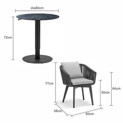 Adeline 80 cm Table Truro Chair Outdoor Balcony Setting