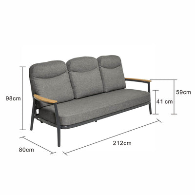 Anchorage Reclining 3 Seater Aluminium Outdoor Lounge