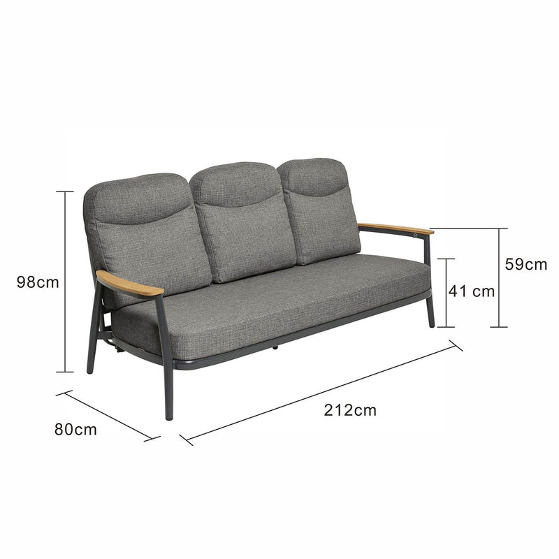 Anchorage Reclining 3 Seater Aluminium Outdoor Lounge