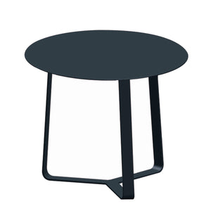 57 cm black round aluminium 'Apollo' outdoor side table displayed on a plain white background, viewed from a front angle.