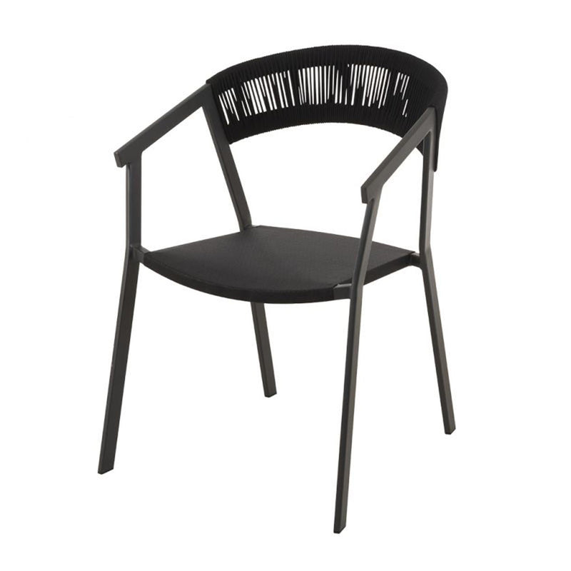 A black Auto rope outdoor chair, perfect for alfresco furniture setups, displayed on a plain white background, viewed from a front angle.