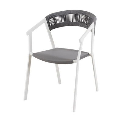 A white Auto rope outdoor chair, perfect for alfresco furniture setups, displayed on a plain white background, viewed from a front angle.
