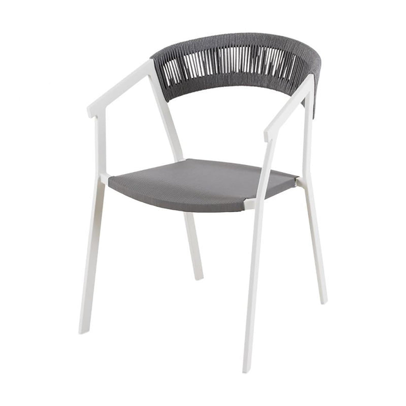 A white Auto rope outdoor chair, perfect for alfresco furniture setups, displayed on a plain white background, viewed from a front angle.
