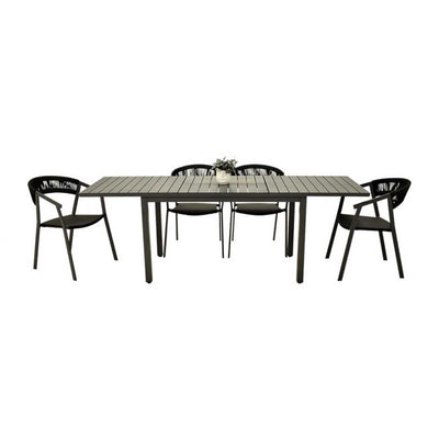 Auto Extension Table Auto Rope Chair Outdoor Dining Setting 5PC