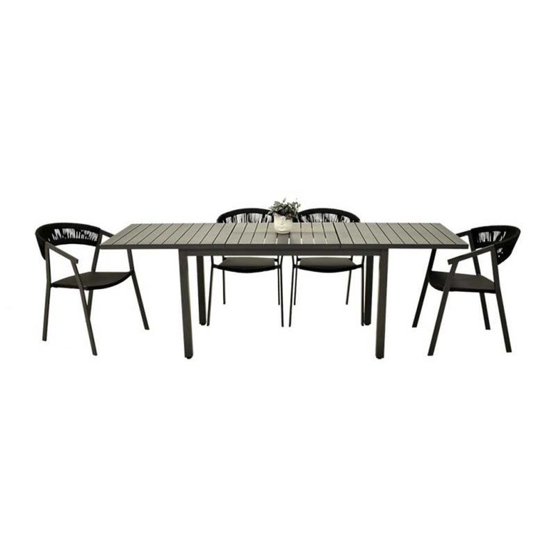 Auto Extension Table Auto Rope Chair Outdoor Dining Setting 5PC