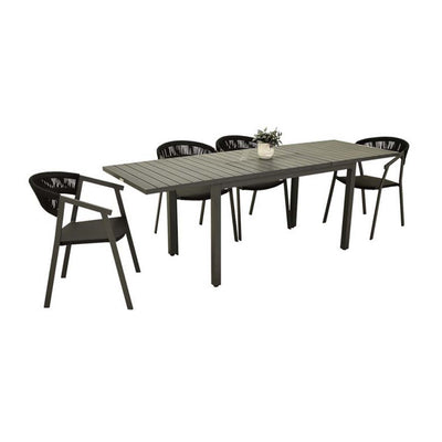 Auto Extension Table Auto Rope Chair Outdoor Dining Setting 5PC
