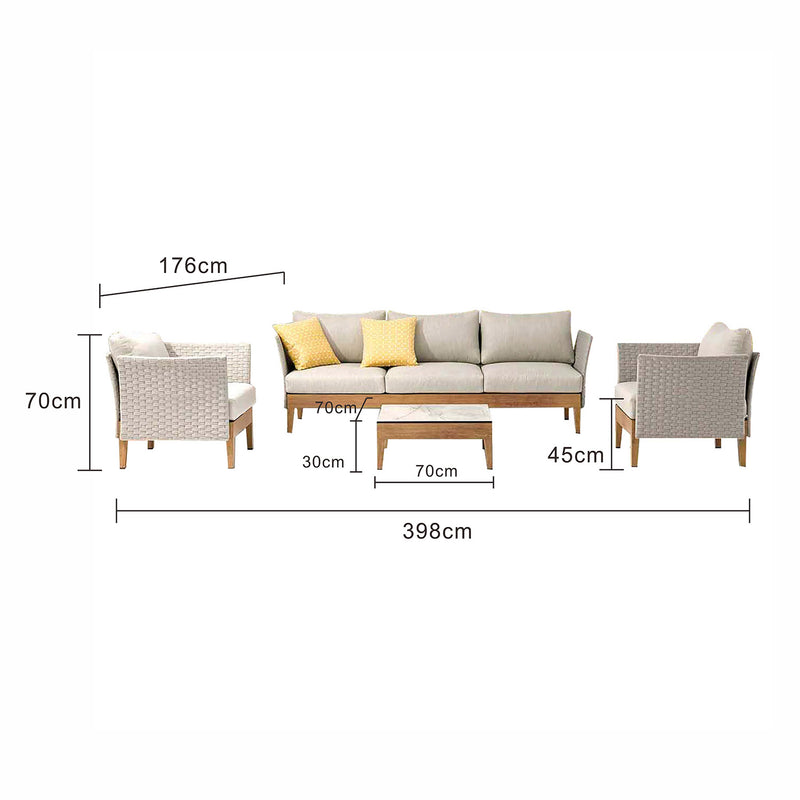 Belfast 5 Seater Rope Outdoor Lounge with Coffee Table