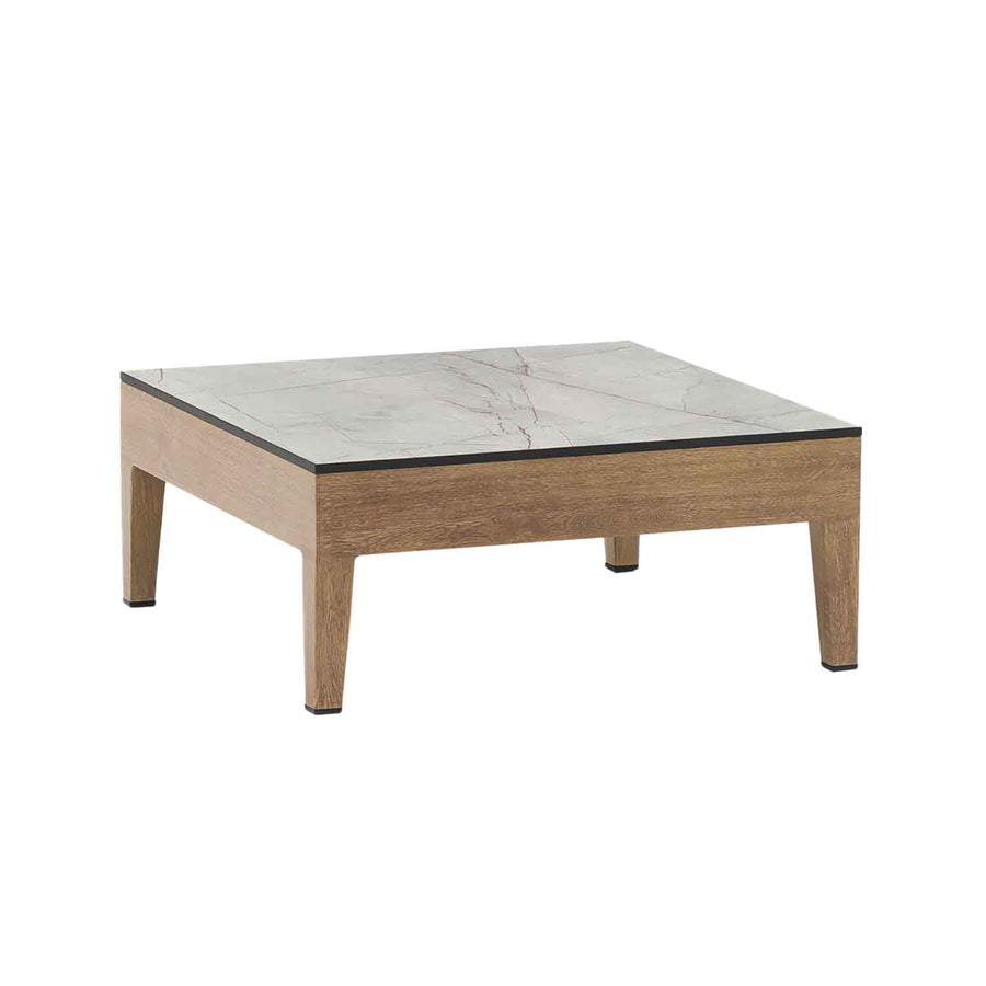 Belfast Outdoor Aluminium Square Coffee Table with High-pressure Laminate Top 70 cm