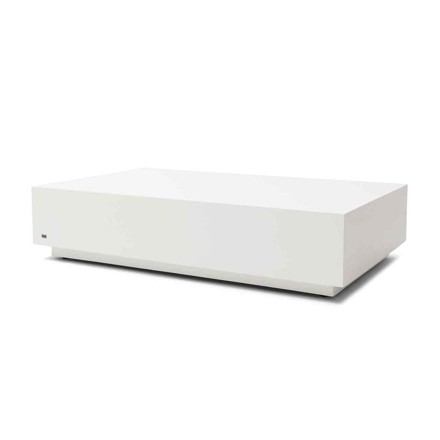 127 cm modern rectangular outdoor concrete coffee table in white. This is one of the many concrete table options from our &