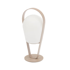 The beige mid-high chic aluminium 'Bobby' outdoor lamp is displayed on a plain white background, viewed from a front angle.