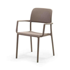 Nardi Bora chair in resin, waterproof, available in armchair/armless, in white/anthracite/light brown