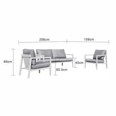 Bradford aluminum outdoor furniture, a sleek outdoor lounge chair in charcoal and white, perfect for modern spaces and Australia's harsh climate.