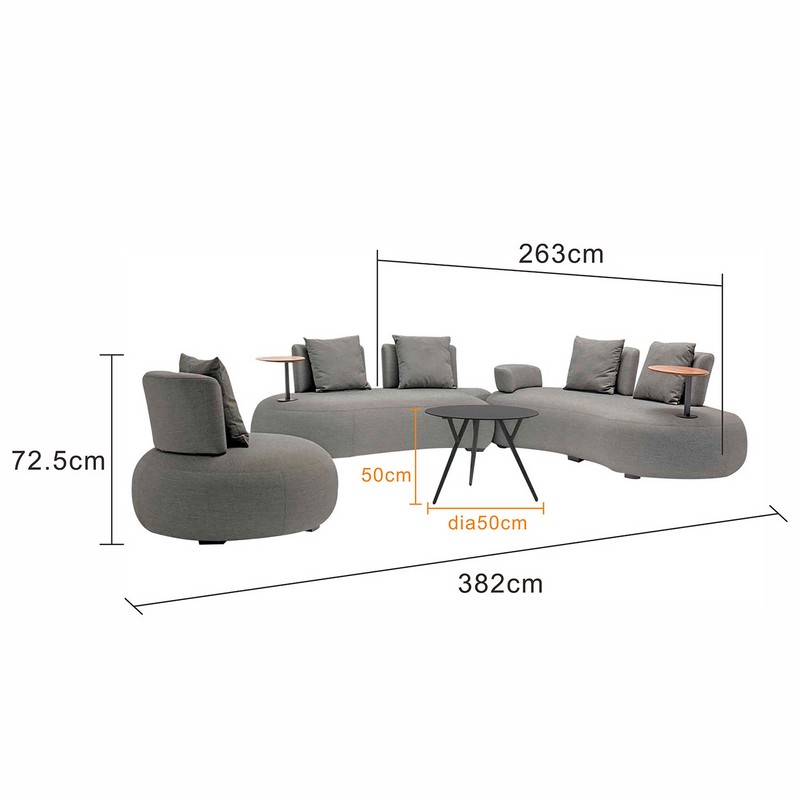 Bubble 5 Seater Aluminium Outdoor Upholstered Lounge with Coffee Table
