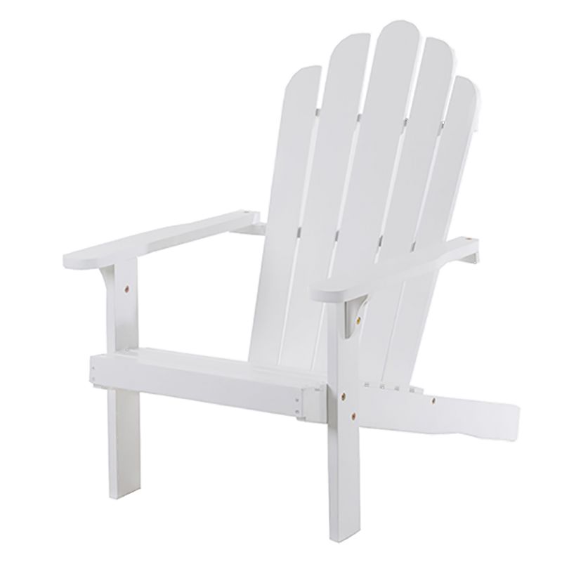 Outdoor furniture: A timber balcony leisure Chair Cod in white set against a white background; outdoor lounge chair, outdoor balcony furniture.