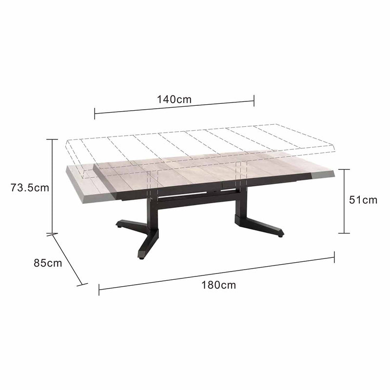 Clifton Outdoor Ceramic Pop Up Extension Coffee Table 140/180 cm