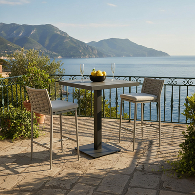Clifton Table Boston Stool Outdoor Bar Setting