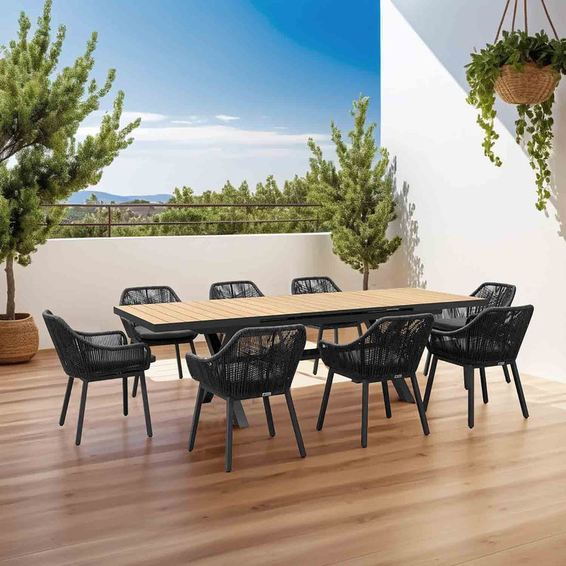 Clifton Teak Table String Chair Outdoor Dining Setting