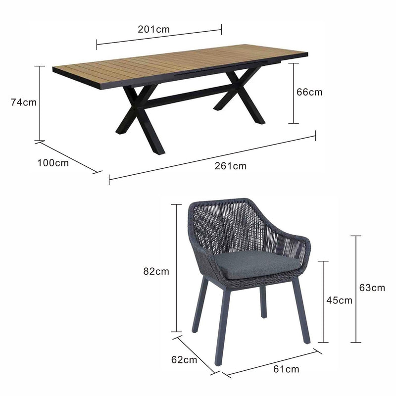 Clifton Teak Table String Chair Outdoor Dining Setting