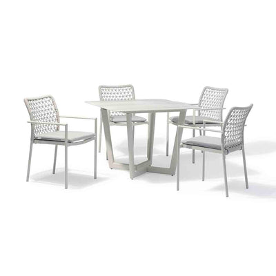Colwood Outdoor Aluminium Square Dining Table with Ceramic Glass Top 100 cm