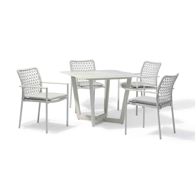 Colwood Outdoor Aluminium Square Dining Table with Ceramic Glass Top 100 cm