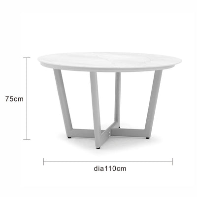 Colwood Outdoor Aluminium Round Dining Table with Ceracmic Glass Top 110 cm