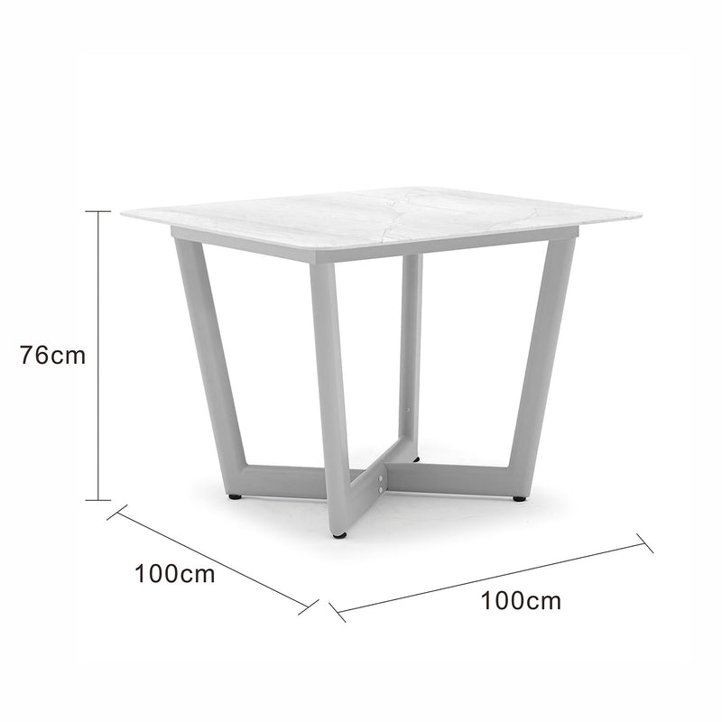 Colwood Outdoor Aluminium Square Dining Table with Ceramic Glass Top 100 cm