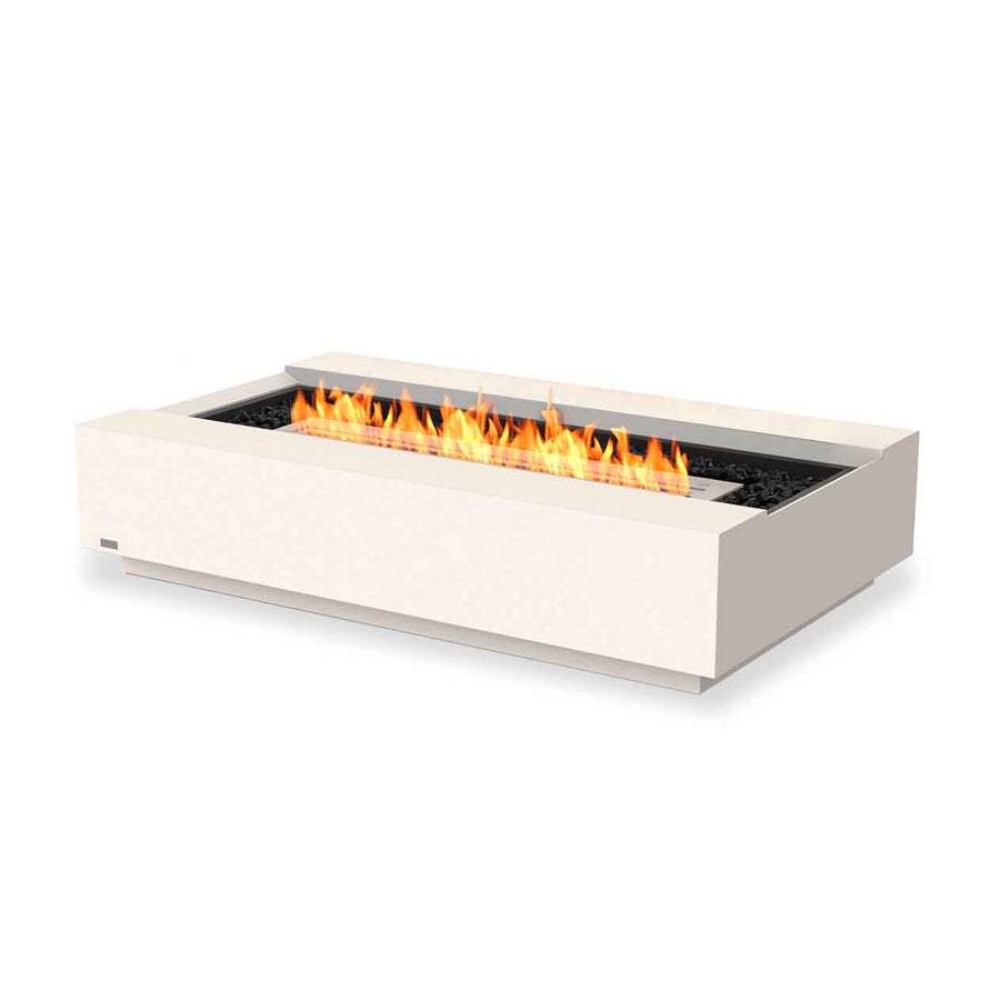 White rectangular EcoSmart Cosmo firepit set against a plain white background, suitable for enhancing outdoor furniture settings.