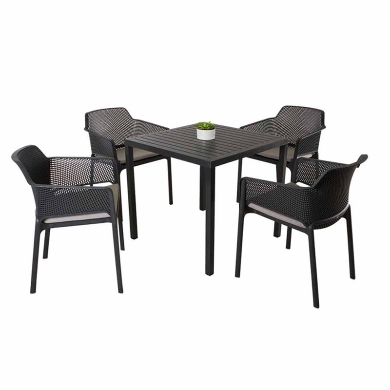 Nardi Cube Table Net Chair Outdoor Dining Setting 5PC