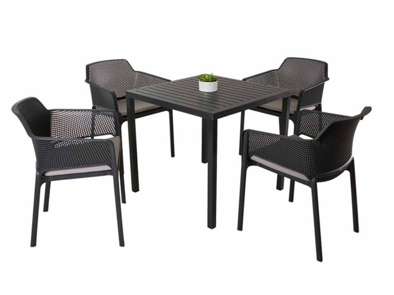 Nardi Cube Table Net Chair Outdoor Dining Setting 5PC