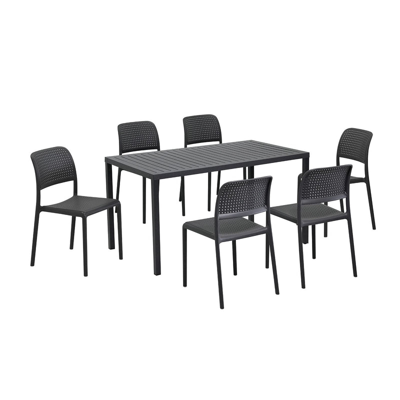Nardi Cube 140 cm Table Bora Armless Chair Outdoor Dining Setting