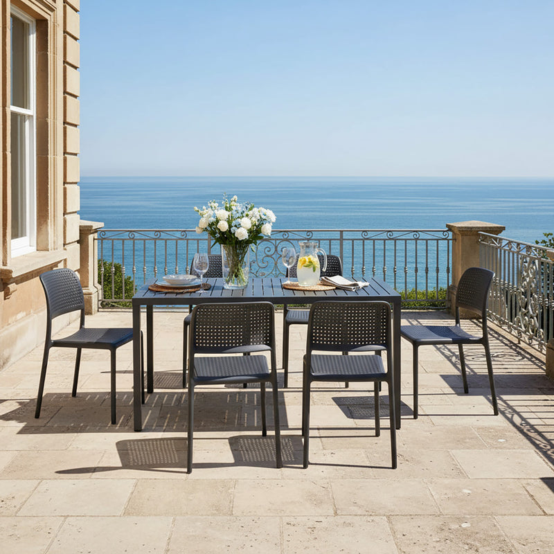 Nardi Cube 140 cm Table Bora Armless Chair Outdoor Dining Setting