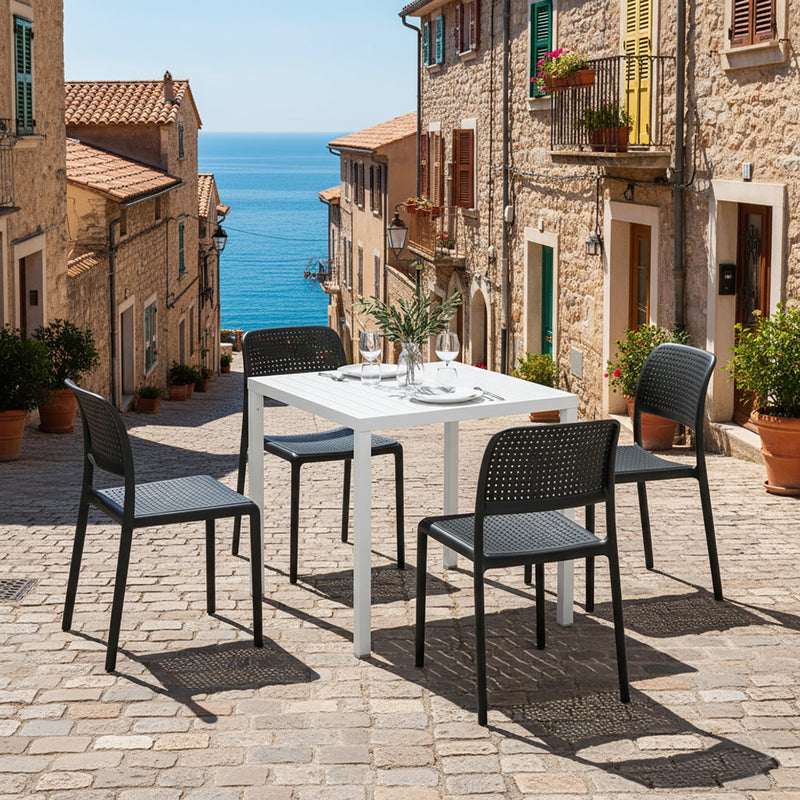 Nardi Cube 80 cm Table Bora Armless Chair Outdoor Dining Setting