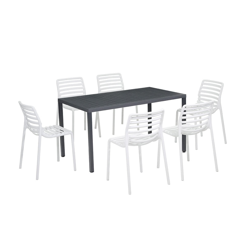 Nardi Cube 140 cm Table Doga Armless Outdoor Dining Setting