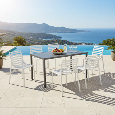 Nardi Cube 140 cm Table Doga Armless Outdoor Dining Setting