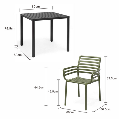 Nardi Cube 80 cm Table Doga Armchair Outdoor Dining Setting