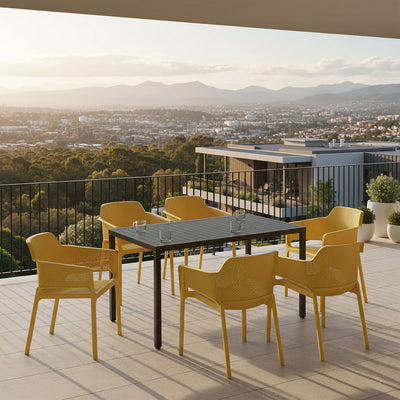 Nardi Cube 140 cm Table Net Chair Outdoor Dining Setting