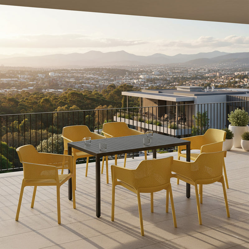 Nardi Cube 140 cm Table Net Chair Outdoor Dining Setting