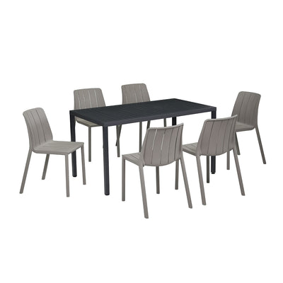 Nardi Cube 140 cm Table Tiberina Armless Chair Outdoor Dining Setting